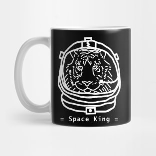 White Line Space Astronaut Tiger Portrait Mug